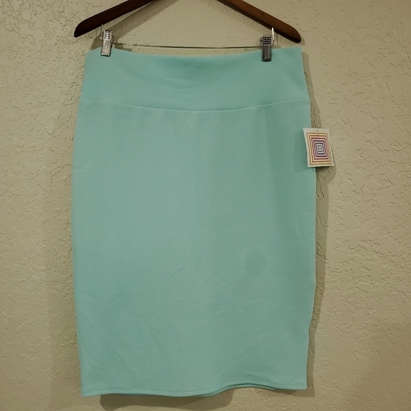 NWT Lularoe Cassie Pencil Blue Stretchy Skirt 2X - Picture 1 of 9